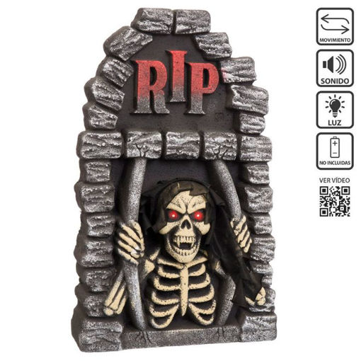 Picture of TOMBSTONE WITH LIGHT & MOVEMENT - 34X10X56CM